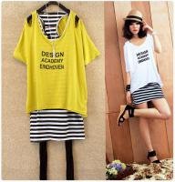 夏装 t恤 工字背心 两件套